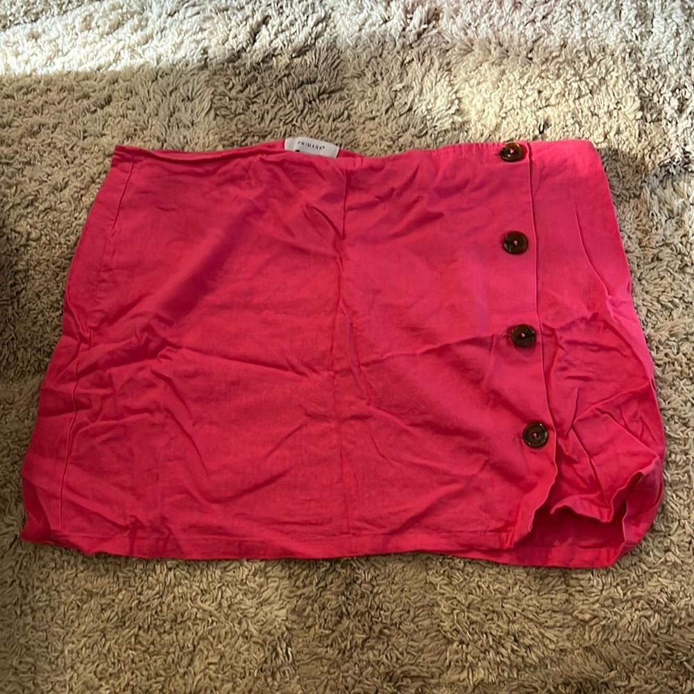 Primark hot pink side button up short skirt